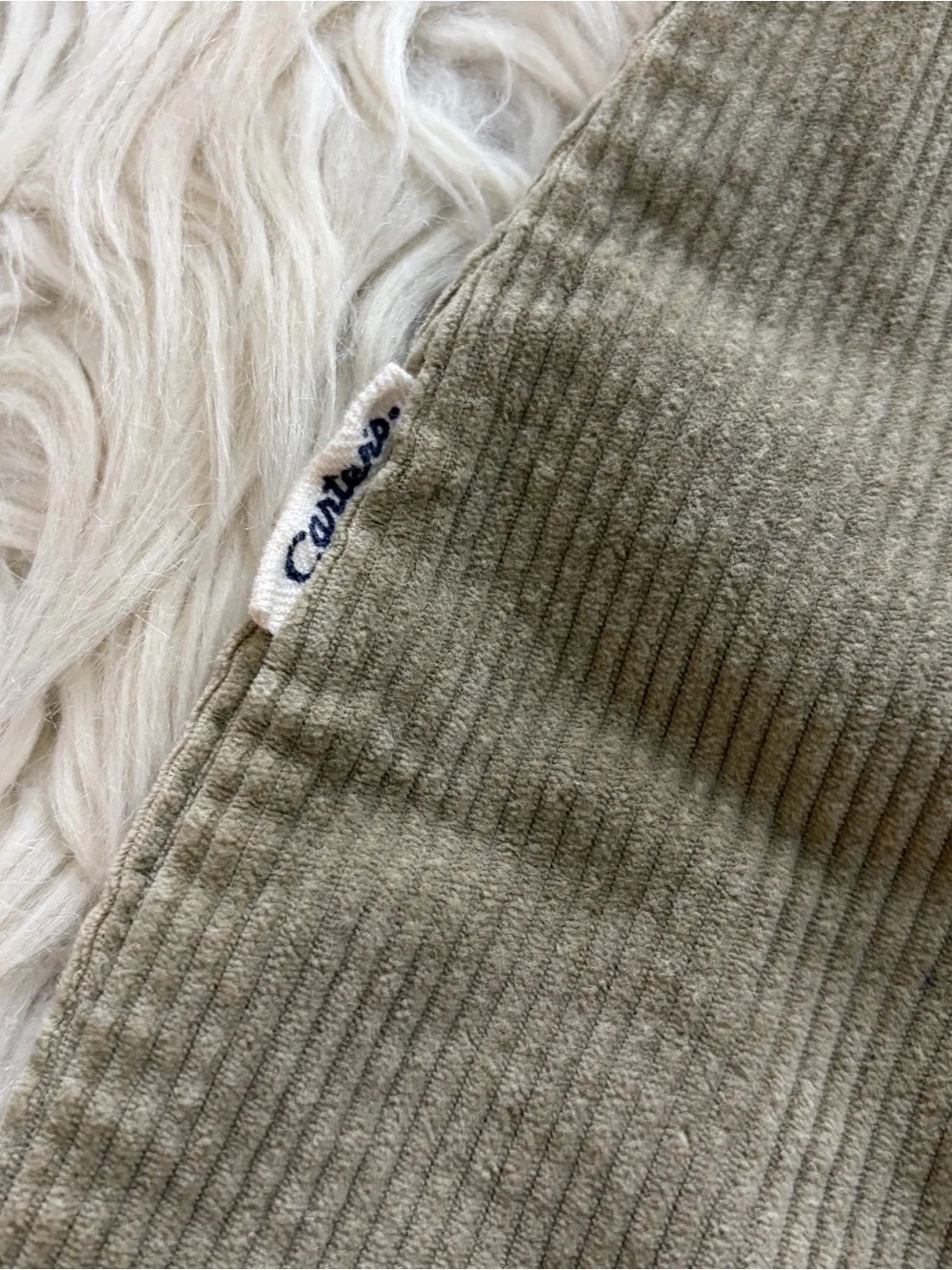 Vintage Carters Beige Corduroy Raccoon Embroidered Jumpsuit Baby 12-18 Months